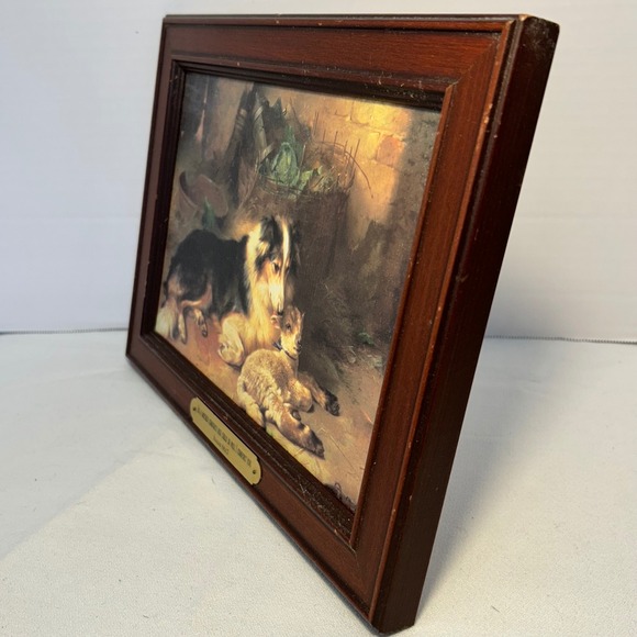 Dicksons Framed Art Print Motherless Beauty Comforting Dog Lamb Isaiah 6613 - Picture 4 of 8